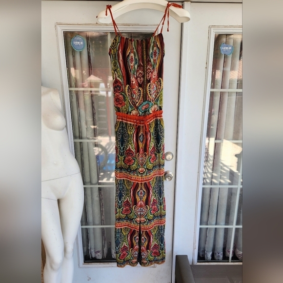 Desigual Green Aztec Print Sleeveless‎ Wide Leg Jumpsuit - Picture 7 of 11